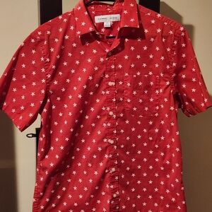Old Navy Red Star Print Dress Shirt